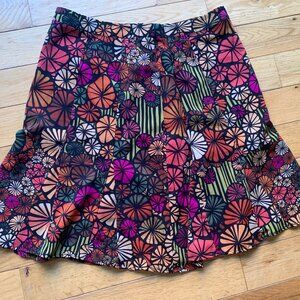 Spense Floral A-Line Skirt – Retro Multicolor Print – Size Large